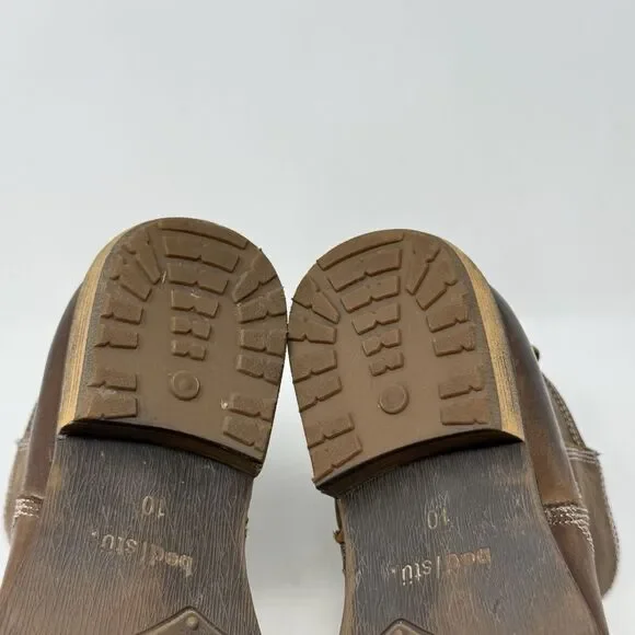 Bed Stu Revolution Boots Mens 10 Brown Distressed Leather Side Zip Ankle Hipster - Picture 14 of 16